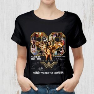 Awesome 80 years of 1941-2021 Wonder Woman Gal Gadot signatures shirt 1