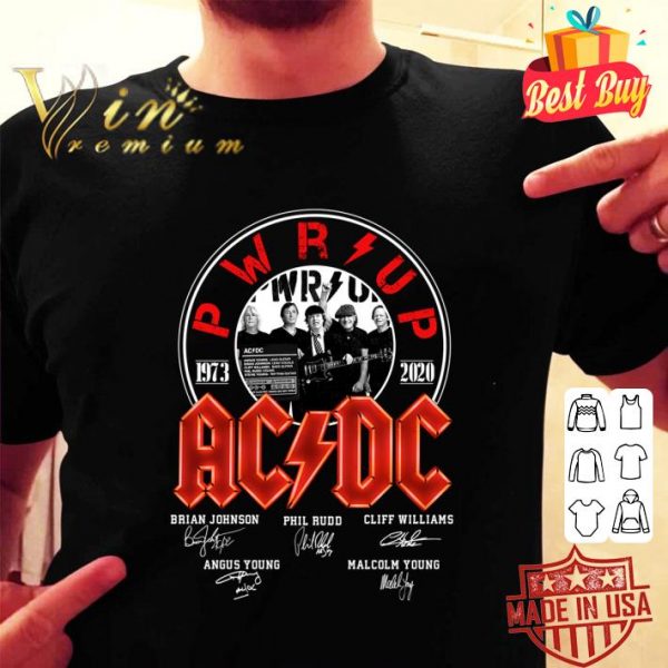 Original Power Up PWR UP ACDC 1973-2020 Signatures shirt