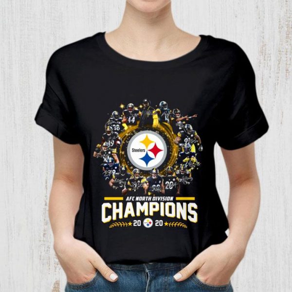 Official 2020 Champions AFC North Division Signatures Pittsburgh Steelers Logo shirt