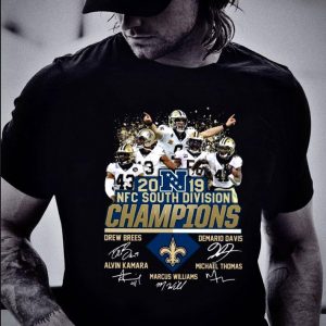 Original New Orleans Saints 2019 NFC South Division Champions signatures Drew Brees shirt 1