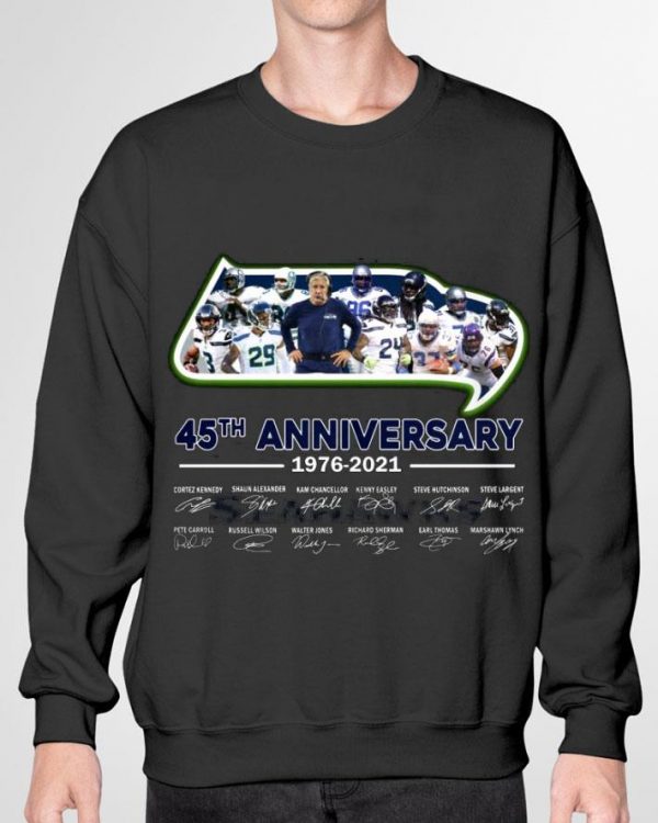 Funny NFL Seattle Seahawks 45th Anniversary 1976-2021 Signatures shirt