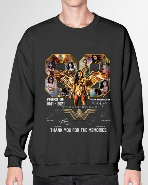 Awesome 80 years of 1941-2021 Wonder Woman Gal Gadot signatures shirt