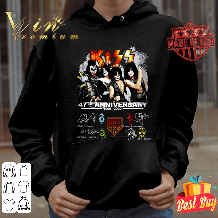 c9cecaef original 47th anniversary 1968 2020 kiss band member signatures shirt 4 - Original 47th Anniversary 1968-2020 Kiss Band Member Signatures shirt