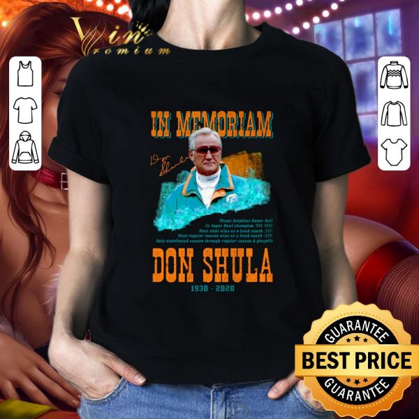 Official In Memoriam Don Shula 1930-2020 Signature Miami Dolphins coach shirt