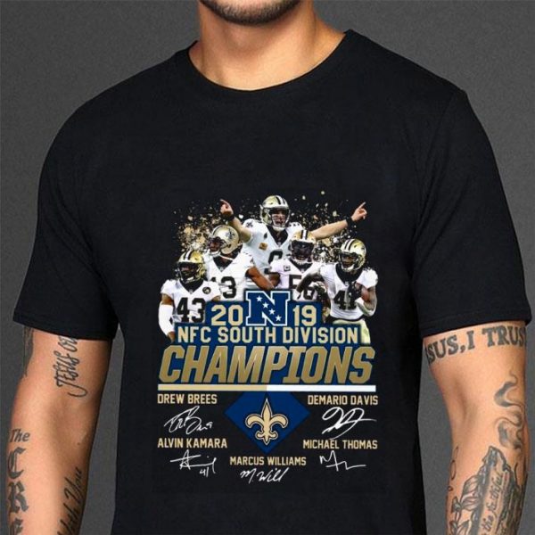 Original New Orleans Saints 2019 NFC South Division Champions signatures Drew Brees shirt