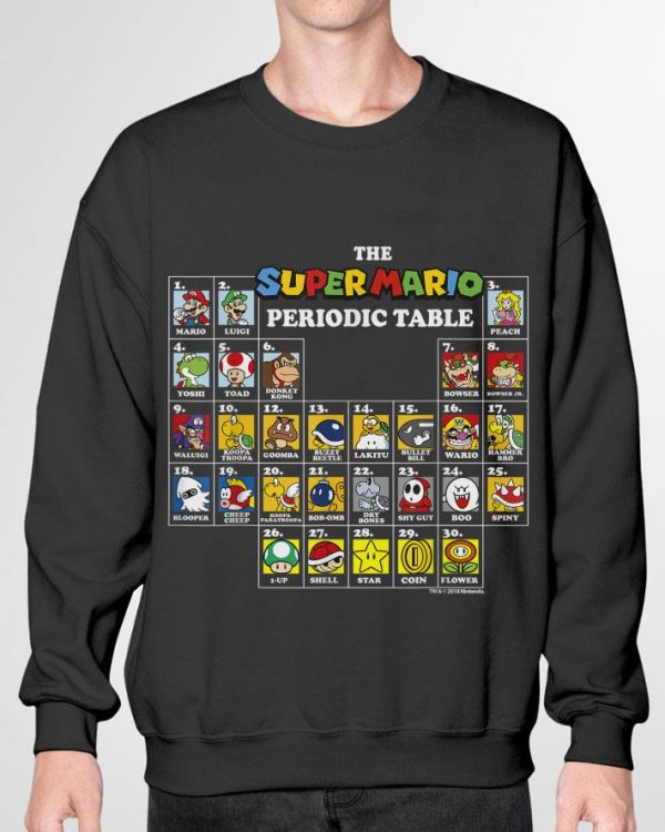 Original Super Mario Periodic Table Of Characters Graphic shirt