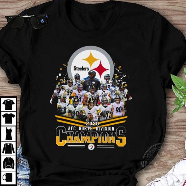 2020 Pittsburgh Steelers Champions AFC North Division Signatures shirt