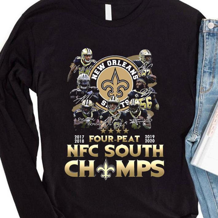 Premium New Orleans Saints 2017-2018 Four Peat 2019-2020 NFC South Champs shirt e0a18d7c premium new orleans saints 2017 2018 four peat 2019 2020 nfc south champs shirt 4 - Premium New Orleans Saints 2017-2018 Four Peat 2019-2020 NFC South Champs shirt
