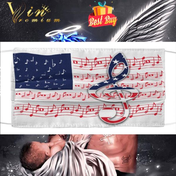 Note Music American Flag Face Mask