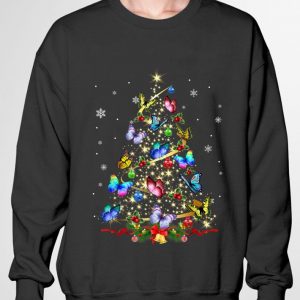 Funny Butterfly Christmas Tree Lights Women Girls Xmas Butterfly shirt 2