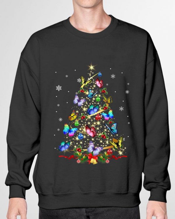 Funny Butterfly Christmas Tree Lights Women Girls Xmas Butterfly shirt