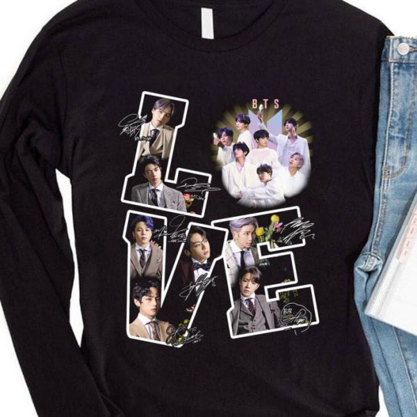 Bangtan Boys Love BTS Boy band signatures shirt