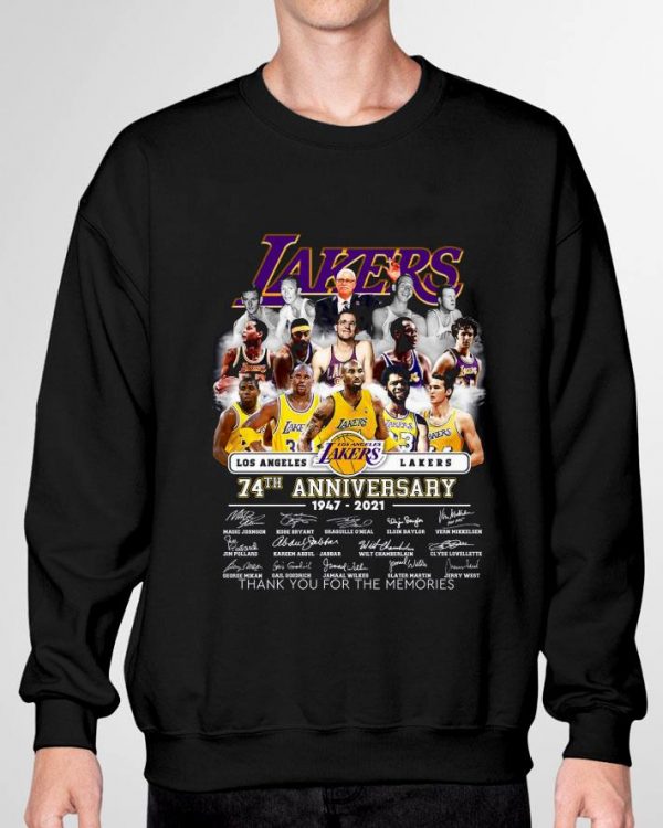 74th Anniversary 1947-2021 Team Los Angeles Lakers Signatures shirt