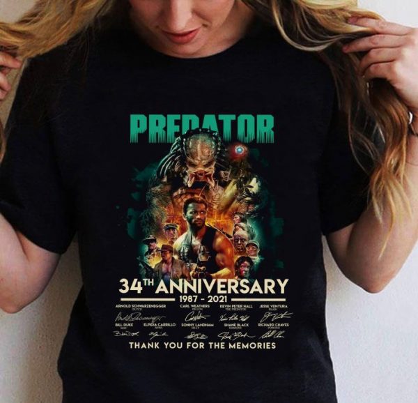 All character Predator 34th Anniversary 1987-2021 Signatures shirt