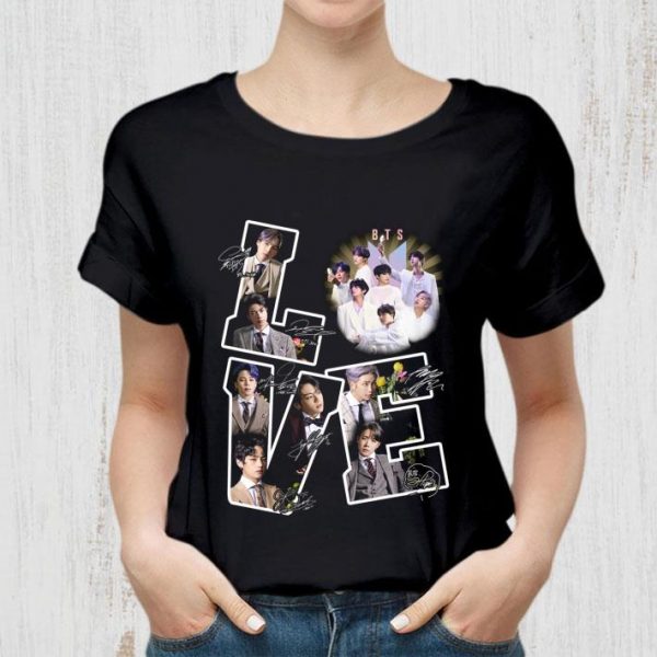 Bangtan Boys Love BTS Boy band signatures shirt