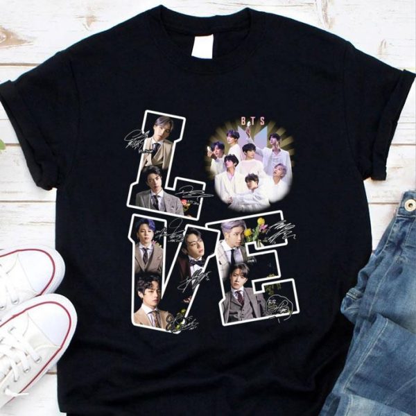 Bangtan Boys Love BTS Boy band signatures shirt