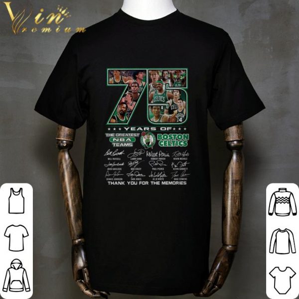 Boston Celtics 75 Years Of The Greatest NBA Teams signatures thank you for the memories shirt