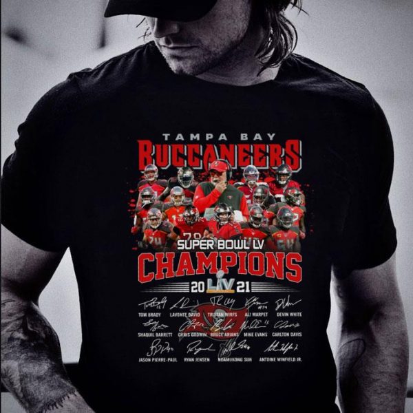 Official Tampa Bay Buccaneers Super Bowl LV Champions 2021 Signatures Shirt