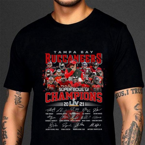 Official Tampa Bay Buccaneers Super Bowl LV Champions 2021 Signatures Shirt