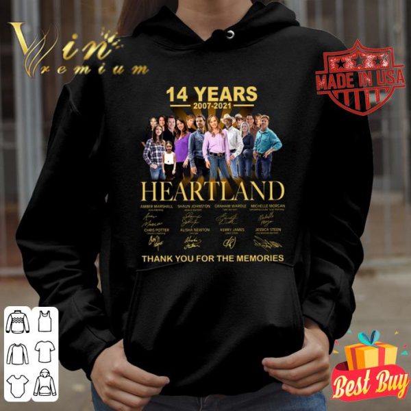 Awesome 14 years 2007-2021 Heartland signatures thank you for the memories shirt