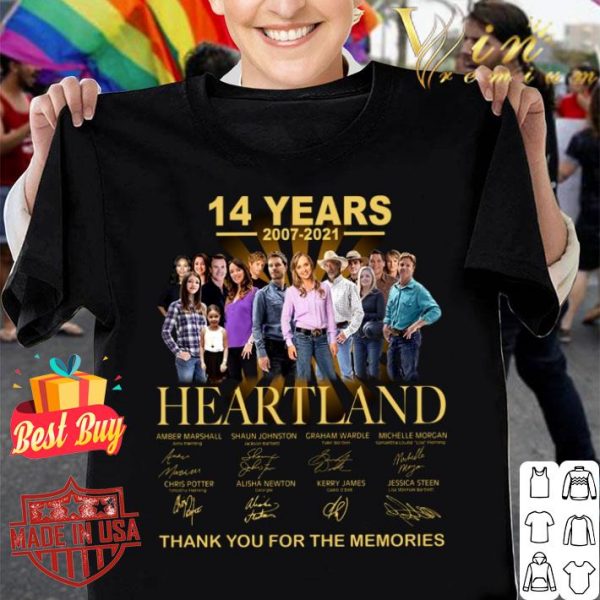 Awesome 14 years 2007-2021 Heartland signatures thank you for the memories shirt