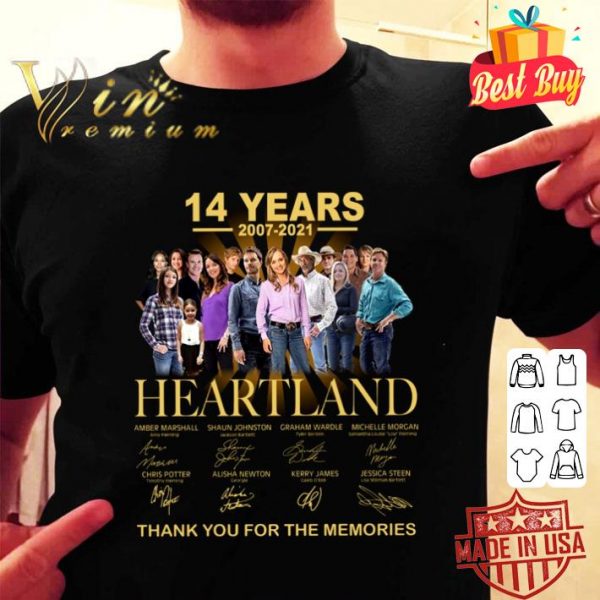Awesome 14 years 2007-2021 Heartland signatures thank you for the memories shirt