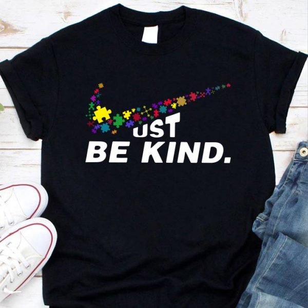 Best Nike Autism Logo Just Be Kind shirt