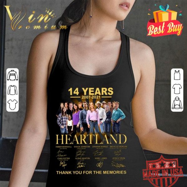 Awesome 14 years 2007-2021 Heartland signatures thank you for the memories shirt