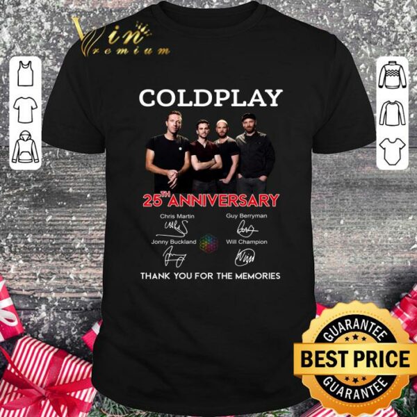 Premium Awesome Coldplay 25th anniversary signatures shirt