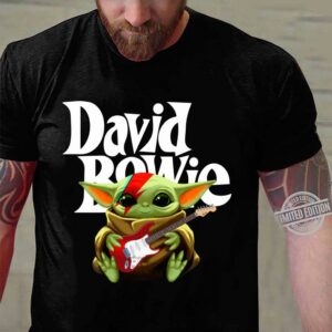 Baby Yoda hug guitar David Bowie Star Wars shirt 2