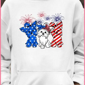 Official Fireworks Yorkshire Terrier red white and blue American flag shirt 3