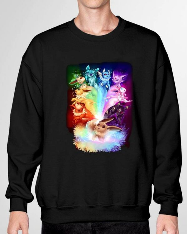Awesome 3D Colors Eevee Pokemon Evolution Rainbow Flareon Espeon Jolteon Umbreon Sylveon Vaporeon Leafeon Glaceon shirt