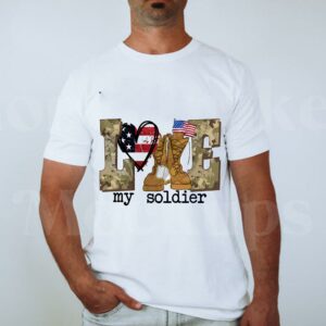 Love My Soldier USA America Camo Tshirt