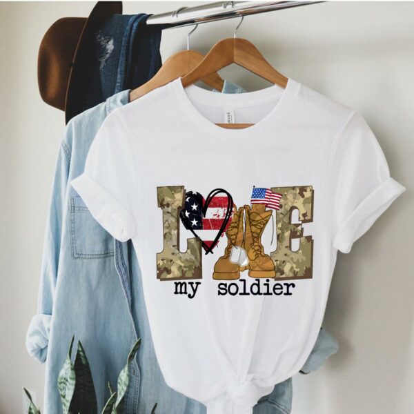 Love My Soldier USA America Camo Tshirt