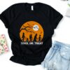 Skeleton Riding Mummy T Rex Halloween T-Shirt