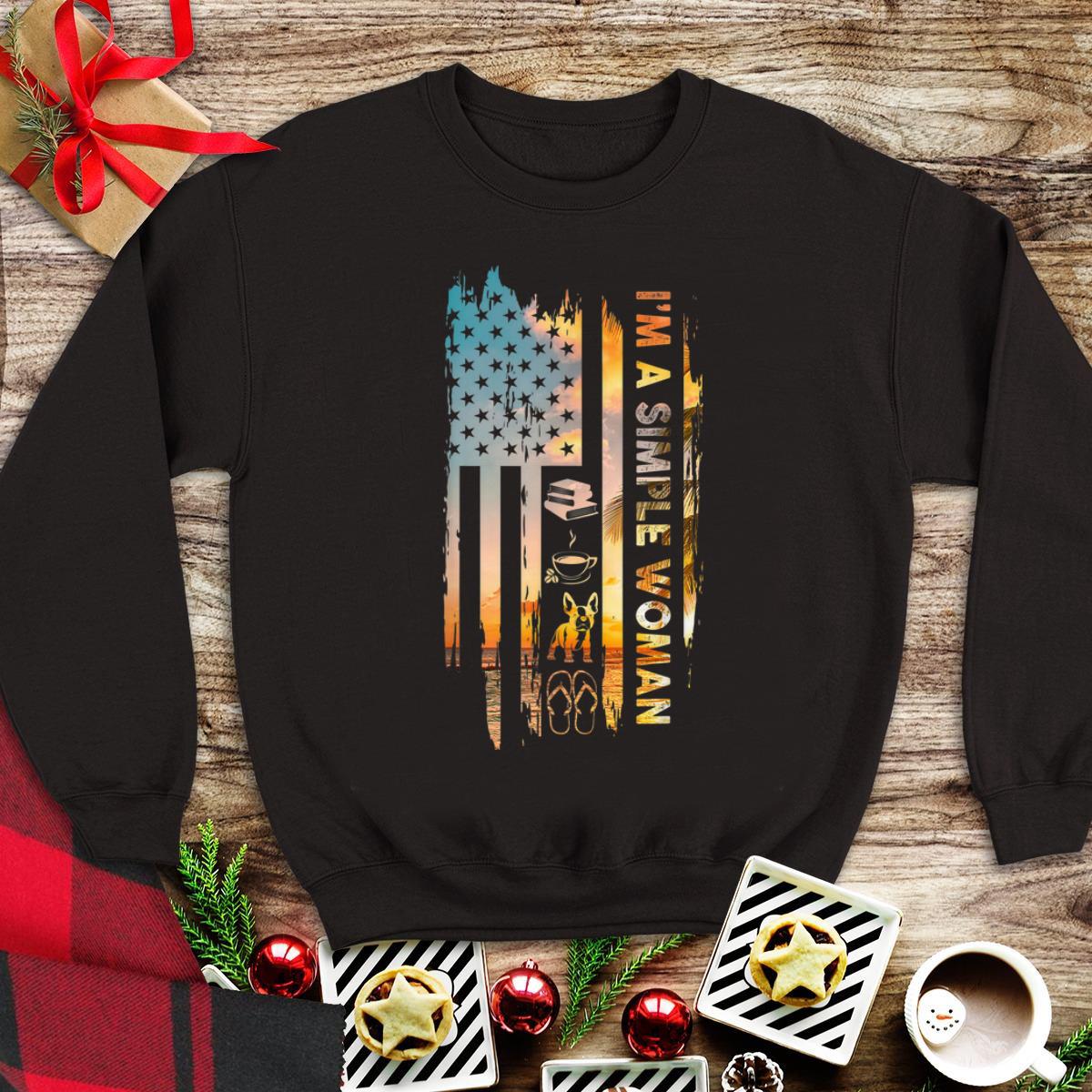 American Flag French Bulldog I A Simple Woman Book Coffee Flip Flop tank top 1 - American Flag French Bulldog I A Simple Woman Book Coffee Flip Flop tank top