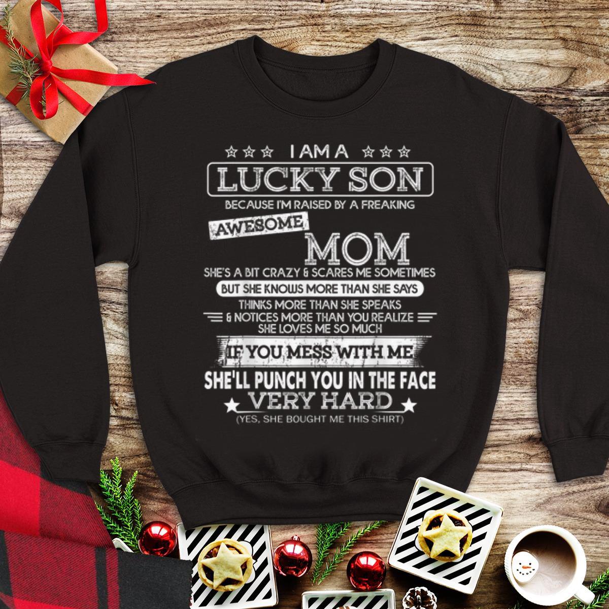 I Am A Lucky Son I m Raised By A Freaking Awesome Mom tank top 1 - I Am A Lucky Son I'm Raised By A Freaking Awesome Mom tank top