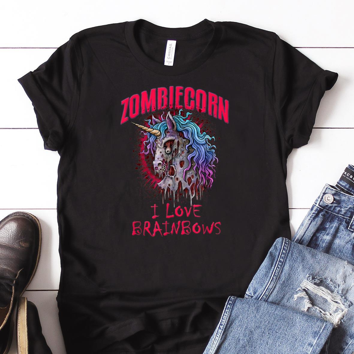 Awesome Zombie Unicorn I Love Brainbows Halloween shirt 1 - Awesome Zombie Unicorn I Love Brainbows Halloween shirt