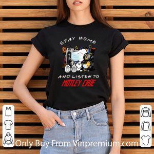 Premium Snoopy And Woodstock Stay Home And Listen To Motley Crue shirt 2