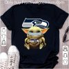 Awesome Star Wars Baby Yoda Face Mask Hug Seattle Seahawks shirt