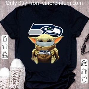 Awesome Star Wars Baby Yoda Face Mask Hug Seattle Seahawks shirt
