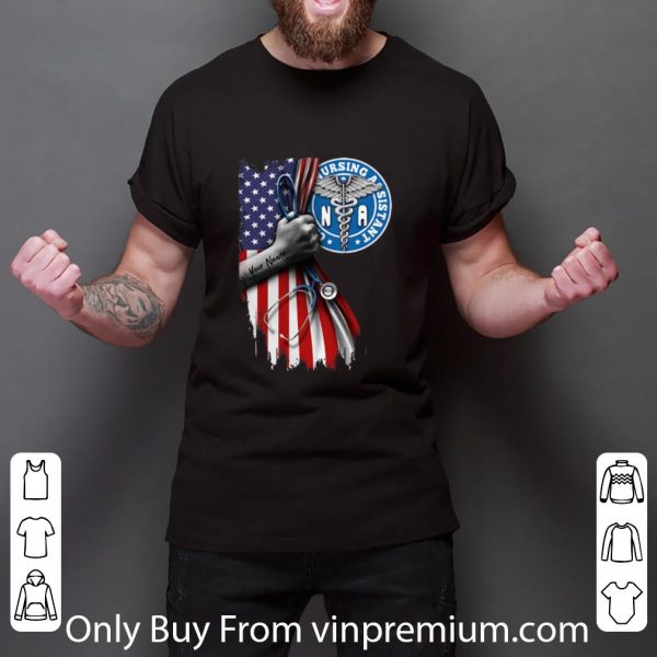 Official NA Certified Nursing Assistant Stethoscope American Flag shirt