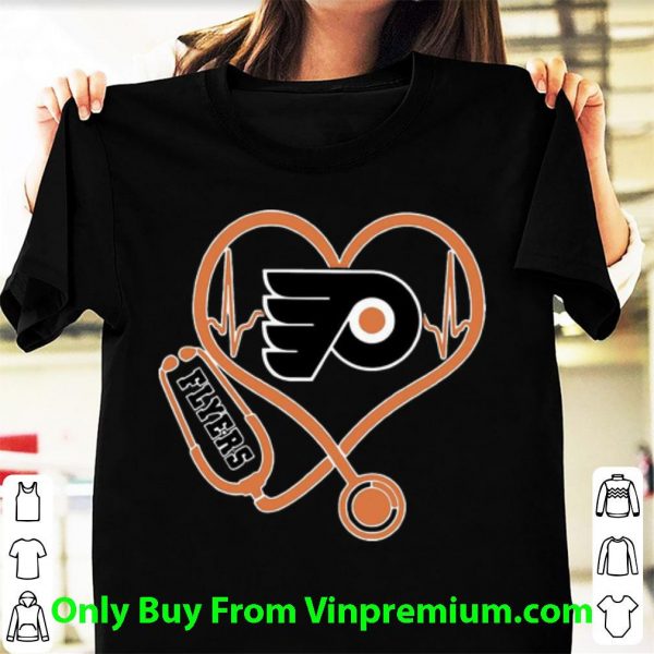 Awesome Philadelphia Flyers Nurse Heart Stethoscope Heartbeat shirt