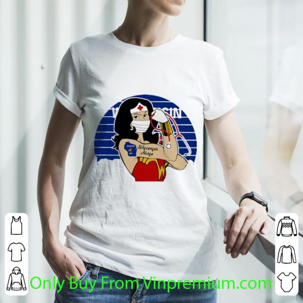 Awesome Vintage Wonder Woman Tattoos Wisconsin Nurse Covid-19 shirt