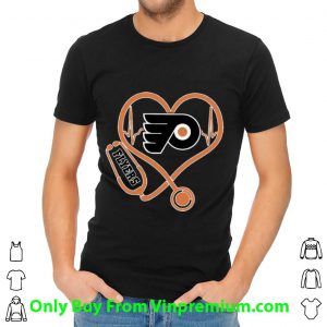 Awesome Philadelphia Flyers Nurse Heart Stethoscope Heartbeat shirt 1