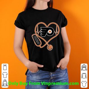 Awesome Philadelphia Flyers Nurse Heart Stethoscope Heartbeat shirt 2