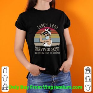 Official Vintage Lunch Lady Survived 2020 Coronavirus Pandemic Covid-19 shirt 2