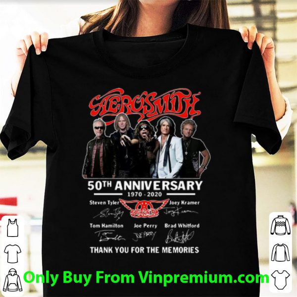 Pretty Aerosmith 50th Anniversary Thank You For The Memories Signatures shirt