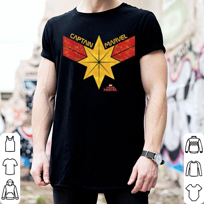 Captain Marvel Distressed Star Ribbon Logo Graphic Shirt