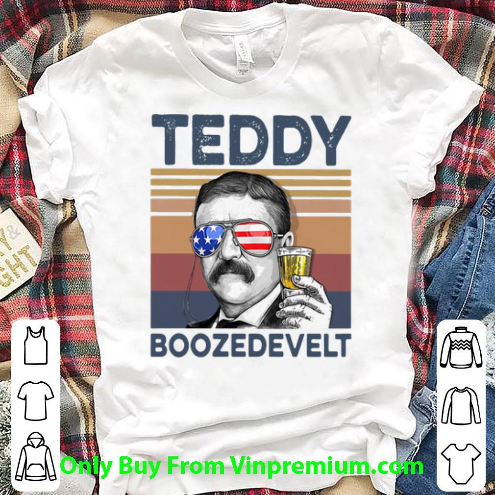 Awesome Vintage Teddy Boozedevelt Drinking Beer American Flag shirt